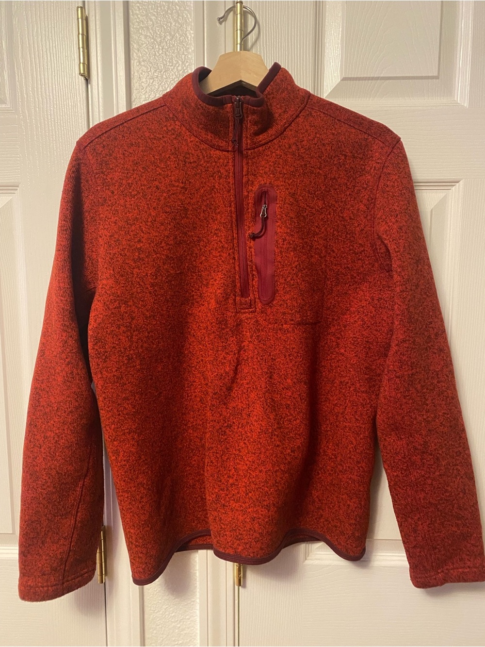 Lands' End Men's Red Zip-Up Fleece Pullover